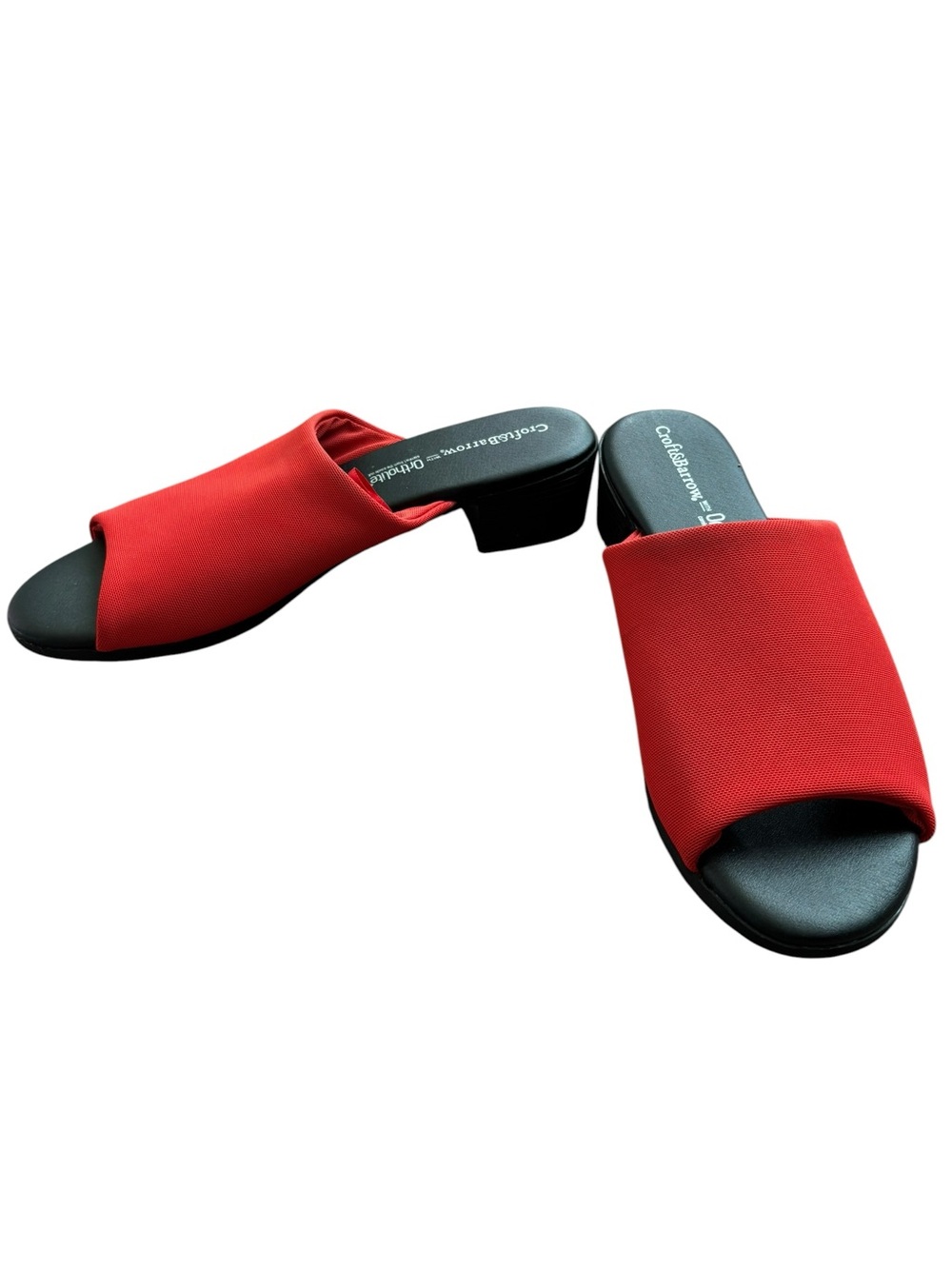 Croft & Barrow Kiosk Red Slip-On Sandals w/ Stretch Fabric & Low Block Heel, 10